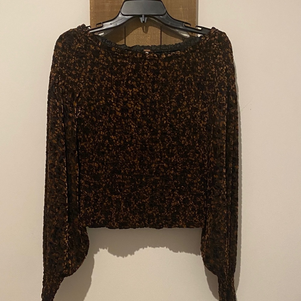 Free People Brown Patterned Blouse